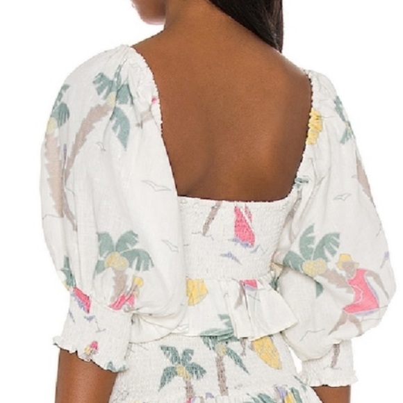 Place Nationale La Trayeuse Linen Top in Palm Trees Sz 1 Small - Picture 7 of 7